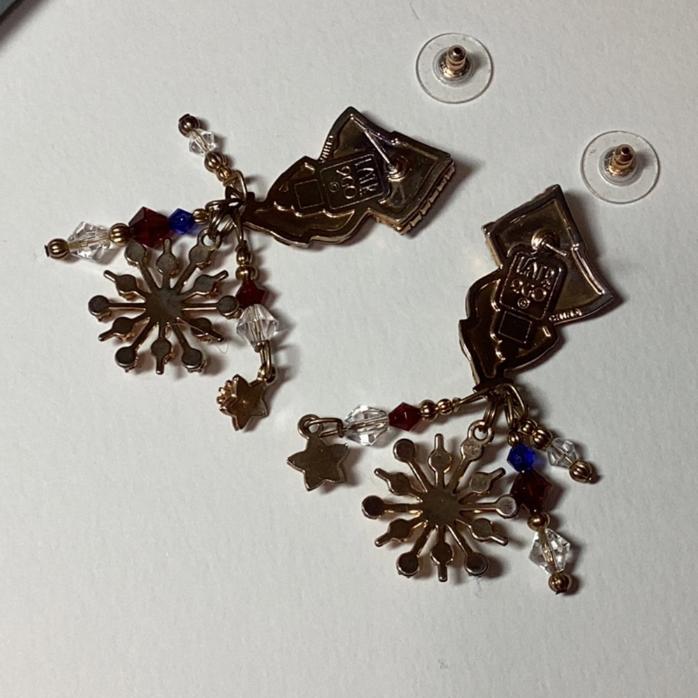 Patriotic Flag Earrings with Crystal Accents - Picture 4 of 8